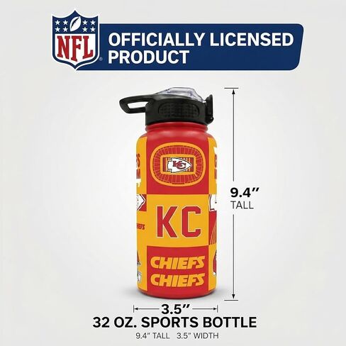 NFL ProPress Local Slogan 32oz Stainless Steel Water Bottle, Press Top Lid in Saudi Arabia