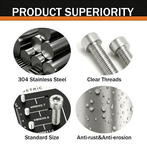 M8 x 16mm (30 Pack) Socket Head Cap Screws Bolts, 304 Stainless Steel 18-8, Allen Socket Drive, Full Thread, Bright Finish in Saudi Arabia