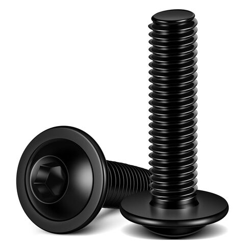 MewuDecor M6 x 20mm Flanged Button Head Socket Cap Screws, Black Oxide, Full Thread, Allen Socket Drive, 304 Stainless Steel, 25 PCS in Saudi Arabia