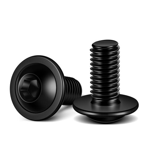 MewuDecor M6 x 20mm Flanged Button Head Socket Cap Screws, Black Oxide, Full Thread, Allen Socket Drive, 304 Stainless Steel, 25 PCS in Saudi Arabia