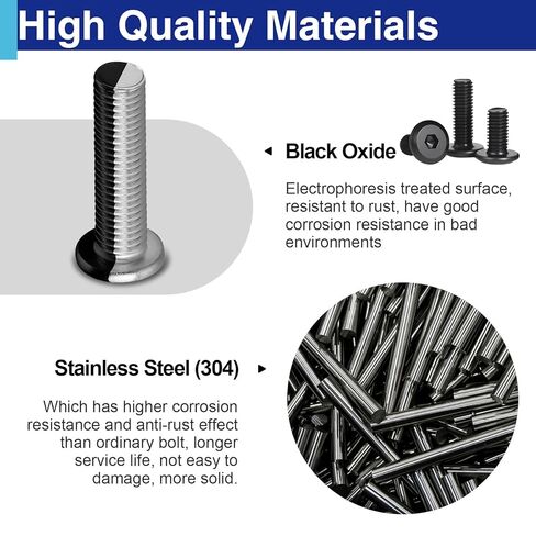 30 Pcs 1/4"-20 x 3/4" Flat Head Socket Cap Screws Bolts, 304 Stainless Steel, Black Zinc Plated Finish, Fully Machine Thread with Hex Key in Kuwait