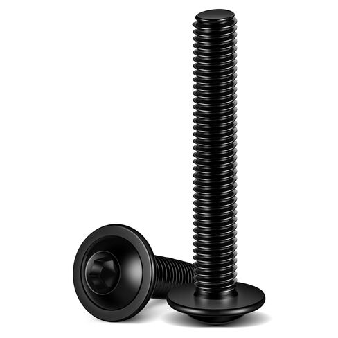 MewuDecor M6 x 20mm Flanged Button Head Socket Cap Screws, Black Oxide, Full Thread, Allen Socket Drive, 304 Stainless Steel, 25 PCS in Saudi Arabia