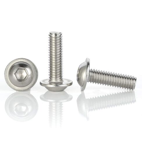 MewuDecor M6 x 20mm Flanged Button Head Socket Cap Screws, Black Oxide, Full Thread, Allen Socket Drive, 304 Stainless Steel, 25 PCS in Saudi Arabia