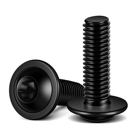 MewuDecor M6 x 20mm Flanged Button Head Socket Cap Screws, Black Oxide, Full Thread, Allen Socket Drive, 304 Stainless Steel, 25 PCS in Saudi Arabia