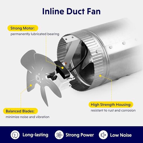 iPower 8 Inch Inline Duct Fan with Low Noise, HVAC Exhaust Booster Fan for Bathrooms, Basements, Workshops, Kitchens and Attics Ventilation, 2 Pack in Kuwait