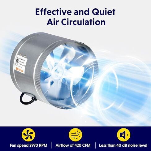 iPower 8 Inch Inline Duct Fan with Low Noise, HVAC Exhaust Booster Fan for Bathrooms, Basements, Workshops, Kitchens and Attics Ventilation, 2 Pack in Kuwait