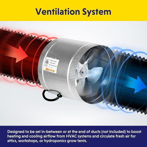 iPower 8 Inch Inline Duct Fan with Low Noise, HVAC Exhaust Booster Fan for Bathrooms, Basements, Workshops, Kitchens and Attics Ventilation, 2 Pack in Kuwait