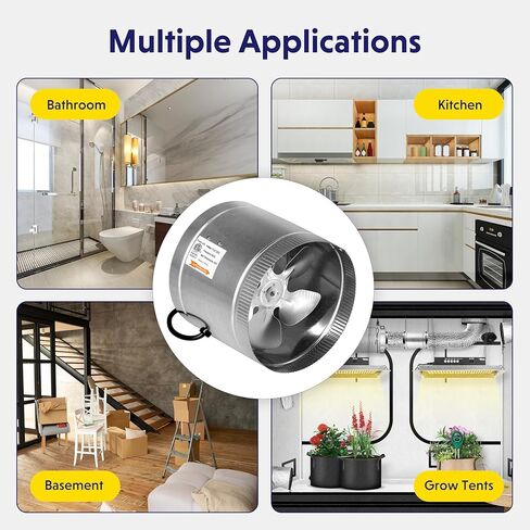 iPower 8 Inch Inline Duct Fan with Low Noise, HVAC Exhaust Booster Fan for Bathrooms, Basements, Workshops, Kitchens and Attics Ventilation, 2 Pack in Kuwait