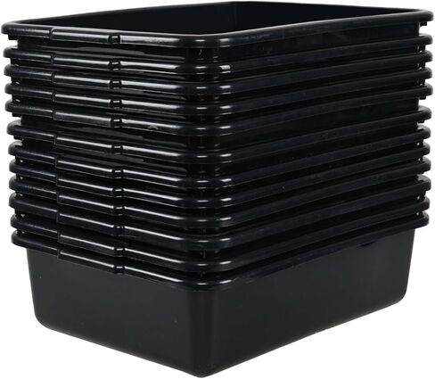 13 L 12-Pack Plastic Bus Boxes, Restaurant Bus Tub, Commercial Food Grade Meat Tubs, Black in Saudi Arabia