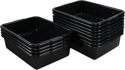 13 L 12-Pack Plastic Bus Boxes, Restaurant Bus Tub, Commercial Food Grade Meat Tubs, Black in Saudi Arabia