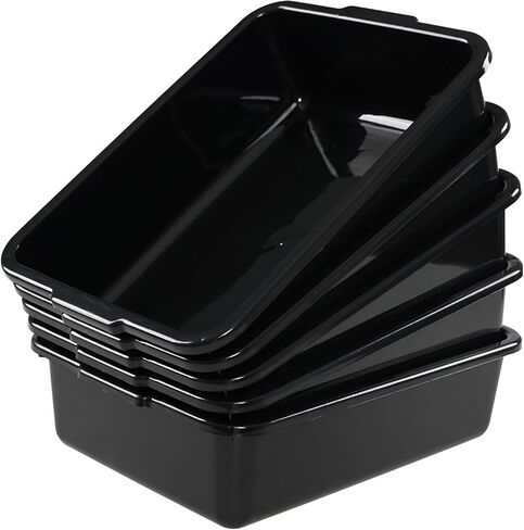 5-Pack Black Small Plastic Bus Box, 8 L Commercial Bus Tub in Kuwait