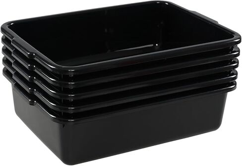 5-Pack Black Small Plastic Bus Box, 8 L Commercial Bus Tub in Kuwait