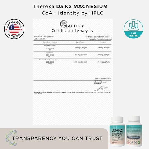 مكمل فيتامين د3 ك2 من المغنيسيوم - قوة إضافية مع 10000 وحدة دولية من فيتامين د3 وجليسينات المغنيسيوم و200 ميكروجرام من مركب مكملات فيتامين ك2 MK-7 للنساء والرجال - 300 كبسولة هلامية in Kuwait