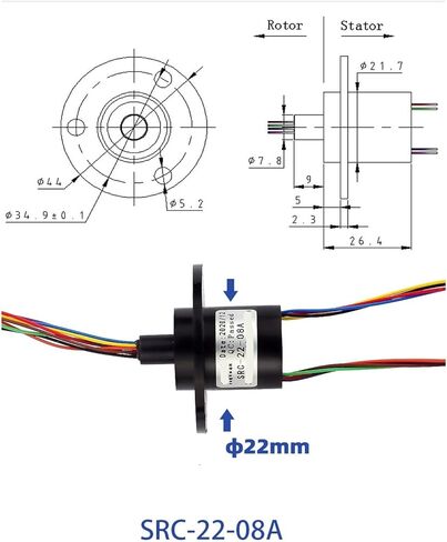 Slip Ring 8 Ring 2A Conductive Ring, 48V Brush Rotary Connector, Collector Ring, Carbon Brush in Saudi Arabia