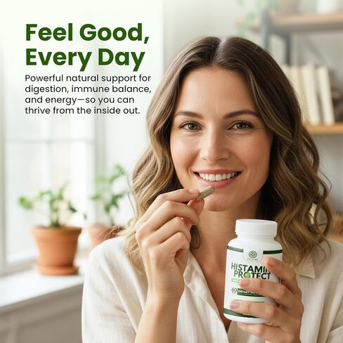 مكمل إنزيم حماية الهيستامين DAO - 30,000 HDU ديامين أوكسيديز للهستامين والأطعمة المخمرة، ودعم الأمعاء والجهاز الهضمي مع كيرسيتين، والمغنيسيوم وفيتامين C، 60 كبسولة in Kuwait