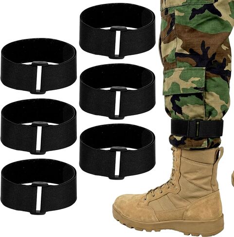 6 Pcs Boot Wraps For Cowboy Boots, Adjustable Elastic Cowboy Boot Straps For Riding, Climbing, Fishing & Outdoor Sports, Fastening Ankle Bands With Hook And Loop, Black in Saudi Arabia