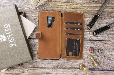 علبة هاتف فيرونا فيرونا الجلدية متوافقة مع Samsung Galaxy S9 Plus (6.2 بوصة) - حظر RFID SNAP -ON COVER BACK WALLET SLIP SLIT in Kuwait