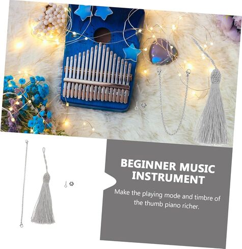 GALPADA 17-Tone Kalimba Tremolo Chain Zinc Alloy Thumb Piano Accessory Tassel Practical Kalimba Supply for DIY Music Decoration in Saudi Arabia