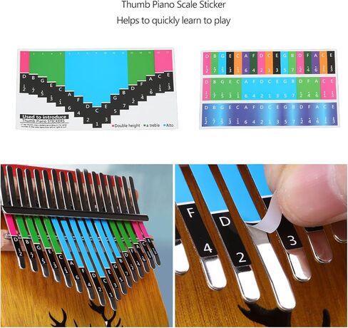 Piano Keyboard Stickers, Kalimba Scale Sticker Note Letters Labels Training Note Decoration Sign for Starter Beginner (17-tone thumb piano universal) in Saudi Arabia