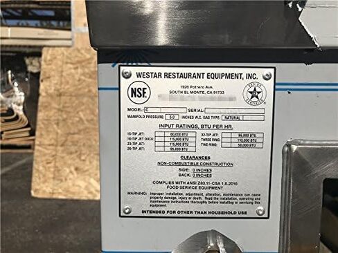 cooler depot Chinese Wok Range NSF with waterfall cooling, backsplash-1 Burner Hole Chamber, Customize 13" 16" wok ring, Commercial Restaurant, Propane or Natural Gas 120000 BTU, Stainless Steel in Kuwait