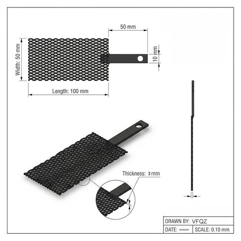 أنود التيتانيوم المطلي بثاني أكسيد الرصاص - قطب PbO₂/Ti - 100x50x3 مم - إمكانية تطور الأكسجين العالي لمعالجة مياه الصرف الصحي، والأكسدة التحفيزية الكهربائية (أنود التيتانيوم Ir-Ta، 3.93X1.97X0.04) in Saudi Arabia