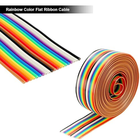 20 Pin Rainbow Color Flat Ribbon Cable 3M/9.84ft IDC Wire Cable 1.27mm Flat Ribbon Cable Connecting Cable with FC-20P IDC Sockets Female Connector for 2.54mm Connectors in Saudi Arabia