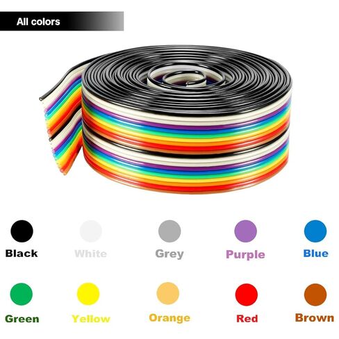 20 Pin Rainbow Color Flat Ribbon Cable 3M/9.84ft IDC Wire Cable 1.27mm Flat Ribbon Cable Connecting Cable with FC-20P IDC Sockets Female Connector for 2.54mm Connectors in Saudi Arabia