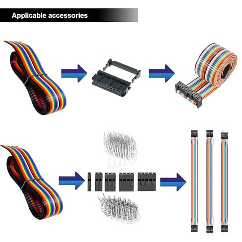 20 Pin Rainbow Color Flat Ribbon Cable 3M/9.84ft IDC Wire Cable 1.27mm Flat Ribbon Cable Connecting Cable with FC-20P IDC Sockets Female Connector for 2.54mm Connectors in Saudi Arabia