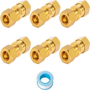 6-حزمة 3/8 بوصة تركيبات أنابيب ضغط النحاس 3/8 "× 3/8" OD ضغط الاتحاد محول اقتران مستقيم مع شريط عزل in Kuwait