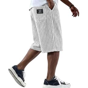 Mens Shorts Corduroy Casual Shorts Relaxed Fit 5 Inch Elastic Waistband Drawstring Lightweight Comfort for Summer in Kuwait
