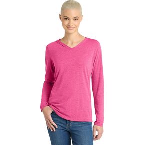 Apparel Globe Women’s Perfect Tri Long Sleeve Hoodie Soft Lightweight Tri-Blend Split V-Neck Pullover for Casual Layering in Kuwait