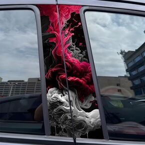 1 Pair Car Doors Livery Pillar Decal Sticker Wrap Pink&Grey Cloud Print Vinyl B-Pillar Trim Protective Film for Car DIY in Kuwait