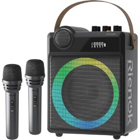 RIENOK 100W Portable Voice Amplifier with 2 Wireless Microphones, Big Pro Sound Portable Speaker with Microphone, Bluetooth Speaker PA System Karaoke Machine Support BT/USB/TF Card/Aux/Guitar S17 in Kuwait