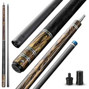 RHINO Retro Carbon Pool Cue, 30" Low Deflection Carbon Fiber Shaft, 12.5mm Tip, Pro Taper, 3/8-8 Joint, Microfiber Leather Wrap Grip in Kuwait
