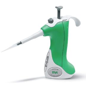 VistaLab 1257-0025 Ovation Fixed Volume Two Stroke BioNatural Pipette, 25 microliter Volume, +/-1.4% Accuracy, Green in Kuwait