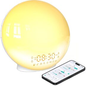Smart Wake Up Light Sunrise Alarm Clock with Dawn-Dusk Simulation, 4 Alarms, Nature Sounds - Heavy Sleeper Mode, Custom Routines in Saudi Arabia