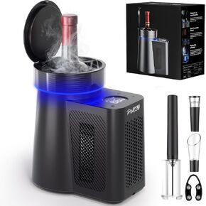 مبرد نبيذ كهربائي، مبرد نبيذ مطور 2026 لزجاجات قياسية سعة 750 مل، تحكم رقمي في درجة الحرارة (32 درجة فهرنهايت - 68 درجة فهرنهايت)، تبريد سريع، منخفض الضوضاء، يحافظ على البرودة لمدة تصل إلى 24 ساعة للمنزل والفناء واليخت (أسود) in Kuwait