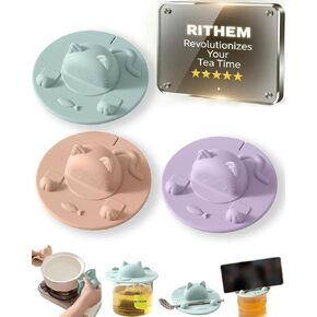 Silicone Cat Tea Bag Holder Silicon Cup Cover for Mug Lid with Teabag Slot Cute Lids Holding String 3D Design Shaped Topper Cups Coffee Mess Free Teas Mugs Bags Holds Milk Holde Head Holders (3cs) in Saudi Arabia