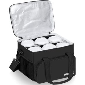 حامل مشروبات قابل لإعادة الاستخدام مكون من 6 أكواب مع فواصل وحزام كتف لحمل المشروبات مع مقبض، وحقيبة معزولة للإخراج في الهواء الطلق والتوصيل in Kuwait