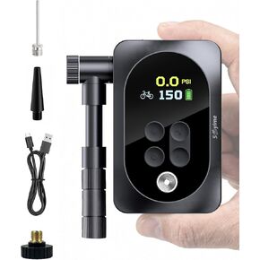 150PSI Electric Bike Pump with LED Light – Portable Cordless Bicycle Tire Inflator, 1400mAh Battery, 5 Preset Modes & Auto Stop – for Road MTB E-Bike Motorcycle & Sports Balls – Presta Schrader Valve in Kuwait