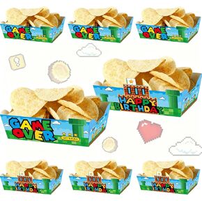 Super Brothers Birthday Paper Trays 24Pcs, Video Game Party Supplies for Popcorn Nachos Fries Corn SnackTrays, Super Bros Birthday Party Decorations Disposable Trays in Saudi Arabia