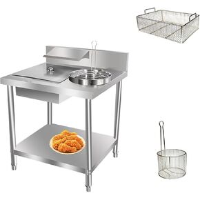 Breading Table Fried Foods Prepping Manual Station Stainless Steel Breadcrumb Table – High Capacity, Space-Saving for Food Service in Kuwait