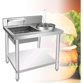 Breading Table Stainless Steel Fryer Tray with Reinforced Bottom for Chefs to Process Fried Food - Easy Installation - Perfect for Chicken (80 * 70 * 80cm) in Kuwait