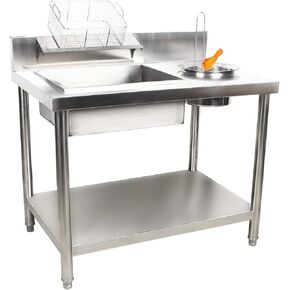 Breading Table Stainless Steel Breading Table, Heavy Duty Commercial Fried Chicken Breading Station Freestanding Food Prep Table in Kuwait