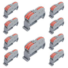 10PCS Push-in Conductor Wire Connectors,2 in 6 Out DIN Rail Terminal Blocks,DIY Quick Wiring Lever Connectors in Kuwait