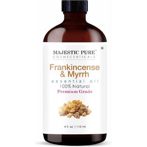 Majestic Pure Frankincense & Myrrh Essential Oil Blend 4 Fl Oz - Warm Resinous Scent for Diffuser, Home & Relaxation - Pure Botanical Oils - Blend-Friendly for Massage & Skin Use (Diluted) in Kuwait