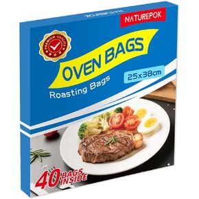40 PCS Oven Roasting Bags with Ties — 38 x 25cm Heat-Resistant Cooking Bags for Chicken Turkey Meat Fish — Multipurpose Food Safe Oven Bags for Baking Steaming Roasting Grilling Meal Prep in Saudi Arabia