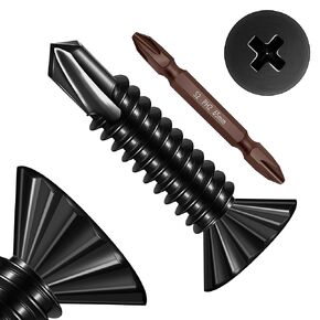 400Pcs #8 x 3/4" Self Tapping Screws for Metal, Black 410 Stainless Steel Serrated Flat Head Self Drilling Sheet Metal Screws for Aluminum Steel Furniture Windows Ceilings Slidings Railings in Kuwait