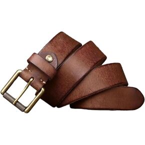 Men's Wide Leather Belt - 4.0 cm Cowhide with Copper Buckle in Kuwait