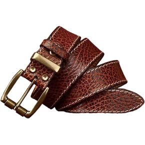 Men's Leather Belt - 3.8 cm Cowskin with Brass Buckle, Western Inspired Design in Kuwait